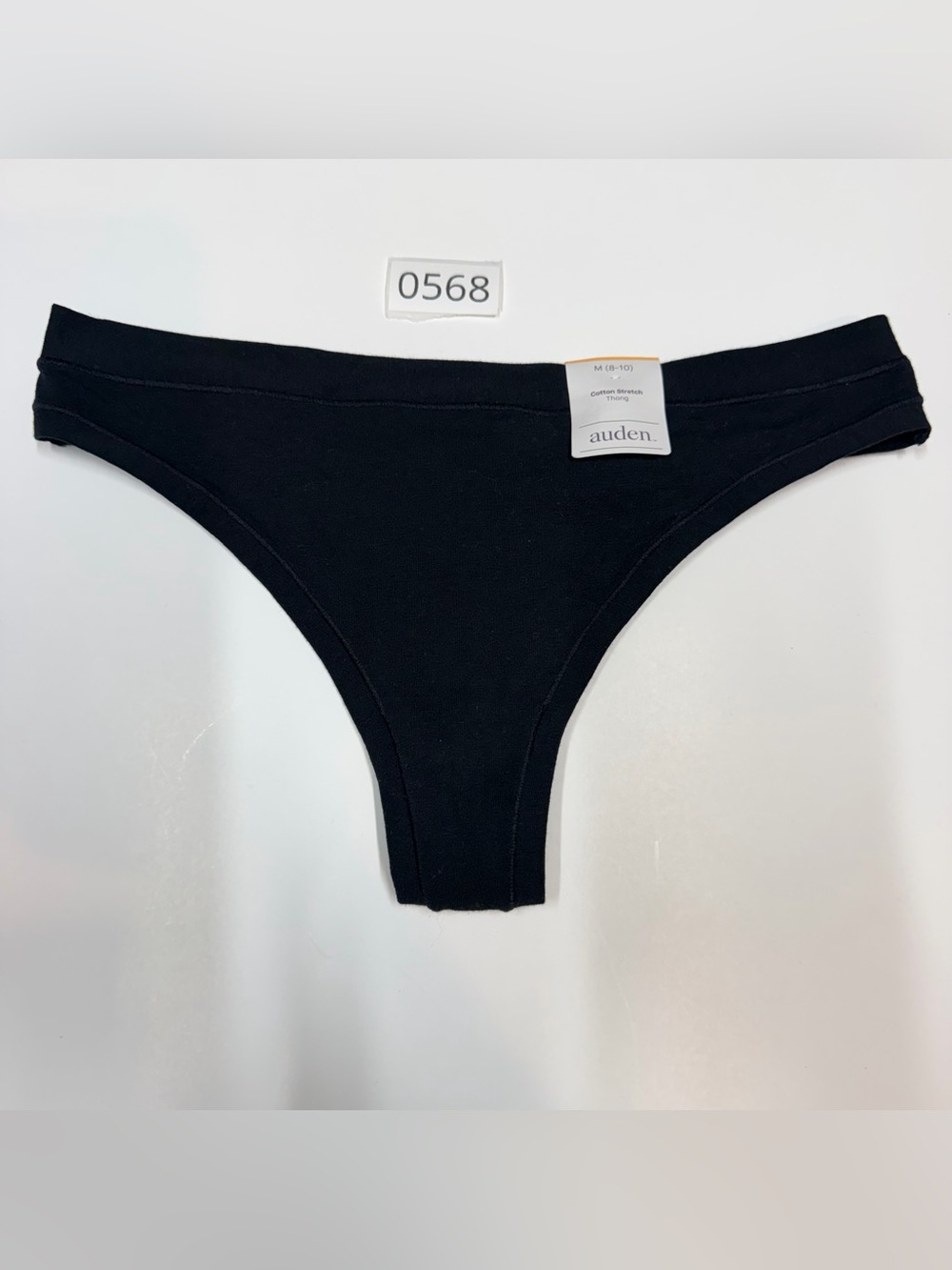 Auden Black Cotton Stretch Thong